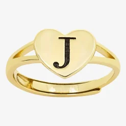 Sparkle Allure Initial Womens 2MM 14K Gold Over Brass Heart Band