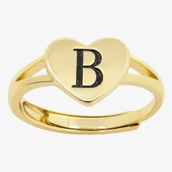 Sparkle Allure Initial Womens 2MM 14K Gold Over Brass Heart Band