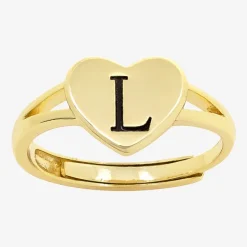 Sparkle Allure Initial Womens 2MM 14K Gold Over Brass Heart Band