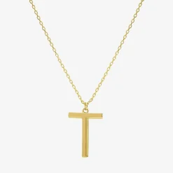 Sparkle Allure Initial Womens 14K Gold Over Brass 16 Inch Pendant Necklace