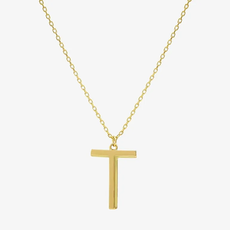 Sparkle Allure Initial Womens 14K Gold Over Brass 16 Inch Pendant Necklace