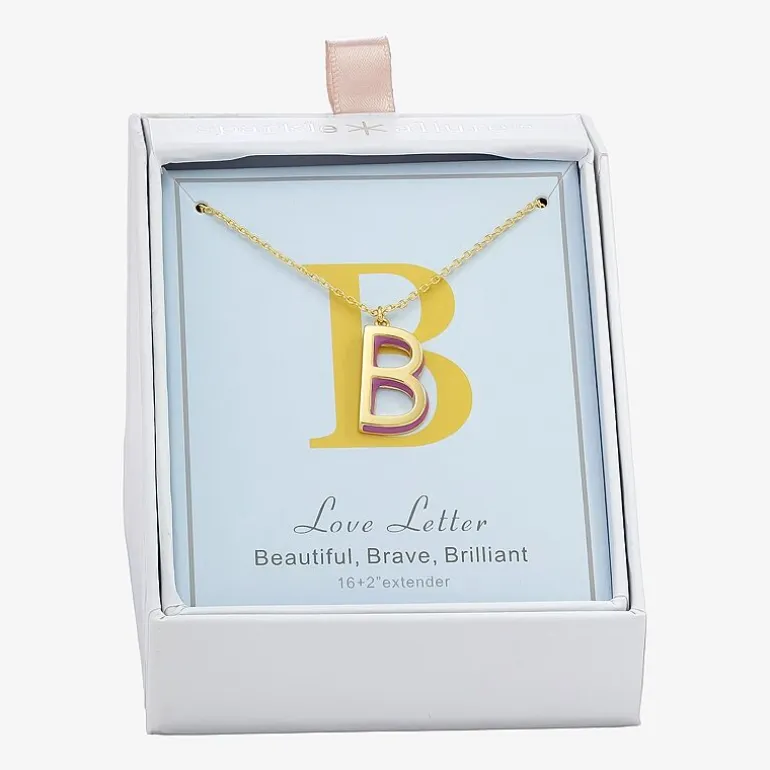 Sparkle Allure Initial Womens 14K Gold Over Brass 16 Inch Pendant Necklace