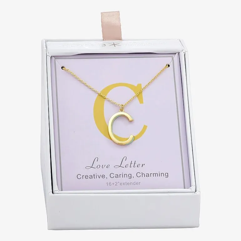 Sparkle Allure Initial Womens 14K Gold Over Brass 16 Inch Pendant Necklace