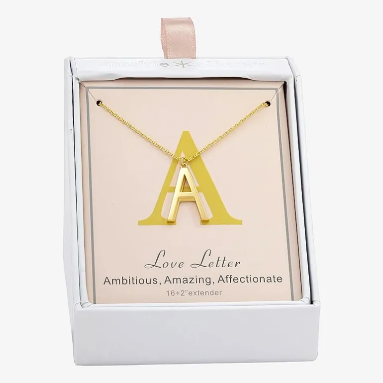 Sparkle Allure Initial Womens 14K Gold Over Brass 16 Inch Pendant Necklace