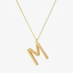 Sparkle Allure Initial Womens 14K Gold Over Brass 16 Inch Pendant Necklace