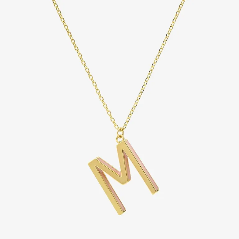 Sparkle Allure Initial Womens 14K Gold Over Brass 16 Inch Pendant Necklace