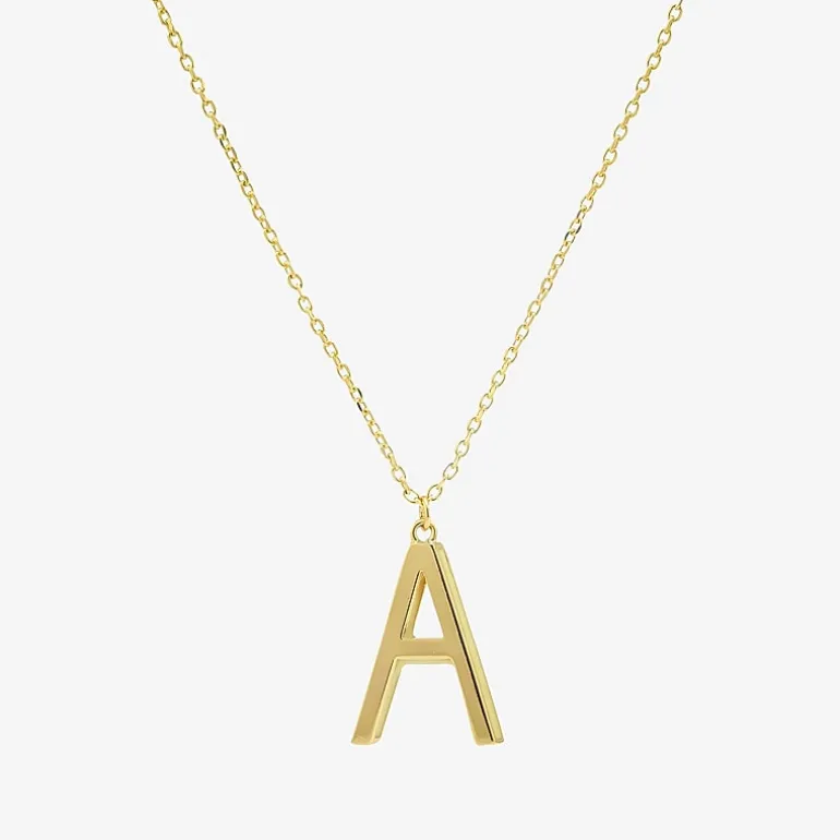 Sparkle Allure Initial Womens 14K Gold Over Brass 16 Inch Pendant Necklace
