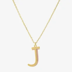 Sparkle Allure Initial Womens 14K Gold Over Brass 16 Inch Pendant Necklace
