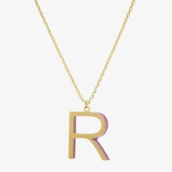 Sparkle Allure Initial Womens 14K Gold Over Brass 16 Inch Pendant Necklace