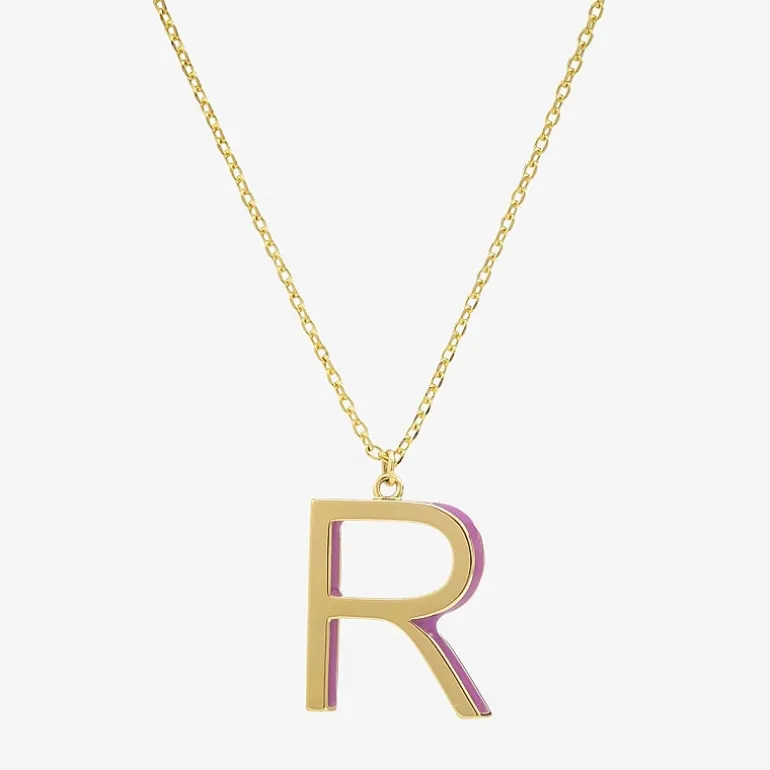 Sparkle Allure Initial Womens 14K Gold Over Brass 16 Inch Pendant Necklace
