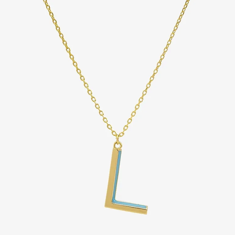 Sparkle Allure Initial Womens 14K Gold Over Brass 16 Inch Pendant Necklace