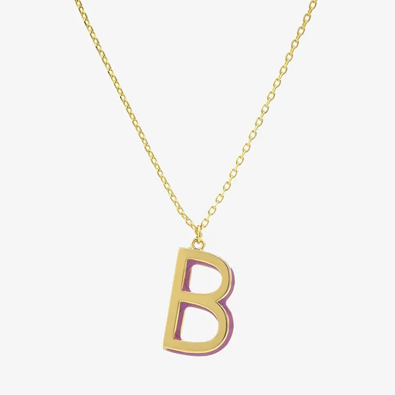 Sparkle Allure Initial Womens 14K Gold Over Brass 16 Inch Pendant Necklace