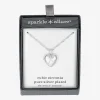 Sparkle Allure Initial Womens Cubic Zirconia Pure Silver Over Brass 18 Inch Locket Necklace