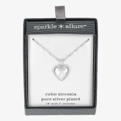 Sparkle Allure Initial Womens Cubic Zirconia Pure Silver Over Brass 18 Inch Locket Necklace