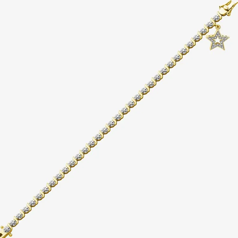 Sparkle Allure 14k Gold Over Bronze Womens Natural Diamond Accent Round Star 7.25 Inch Tennis Bracelet