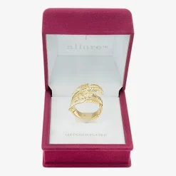 Sparkle Allure Leaf Bypass Wrap Womens 5.5MM 14K Gold Over Brass Bypass  Band