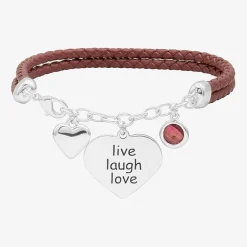 Sparkle Allure Leather Womens Yellow Cubic Zirconia 14K Gold Over Brass Heart Charm Bracelet