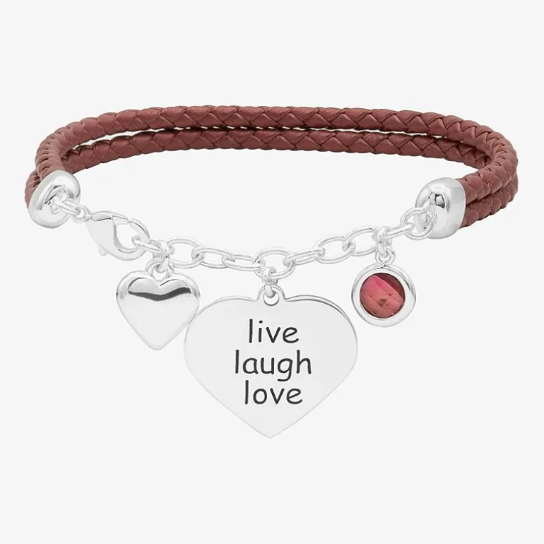 Sparkle Allure Leather Womens Yellow Cubic Zirconia 14K Gold Over Brass Heart Charm Bracelet
