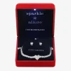 Sparkle Allure Light Up Box Womens Cubic Zirconia Pure Silver Over Brass Heart 2-pc. Jewelry Set
