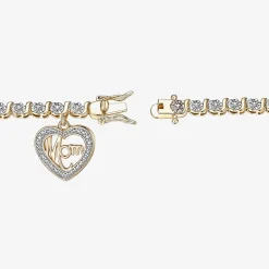 Sparkle Allure Mom Womens Natural White Diamond Accent Heart 7.25 Inch Tennis Bracelet