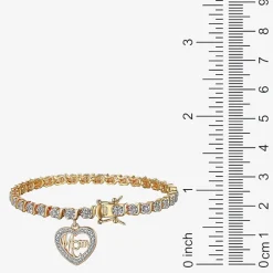 Sparkle Allure Mom Womens Natural White Diamond Accent Heart 7.25 Inch Tennis Bracelet