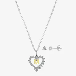 Sparkle Allure Pendant Necklace & Stud Earring Womens Cubic Zirconia Pure Silver Over Brass Heart 2-pc. Jewelry Set