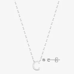 Sparkle Allure Pendant Necklace & Stud Earring Womens Pure Silver Over Brass 2-pc. Jewelry Set