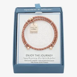 Sparkle Allure Pink Leather Coil Womens Cubic Zirconia 18K Rose Gold Over Brass Wrap Bracelet