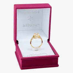 Sparkle Allure Split Shank Womens Champagne Cubic Zirconia 14K Gold Over Brass Oval Cocktail Ring