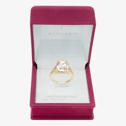 Sparkle Allure Split Shank Womens Pink Cubic Zirconia 14K Gold Over Brass Cocktail Ring