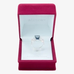 Sparkle Allure Split Shank Womens Blue Crystal Pure Silver Over Brass Cocktail Ring