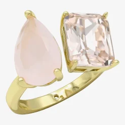 Sparkle Allure Toi Et Moi Womens 2.5MM Pink Crystal 14K Gold Over Brass Pear Band