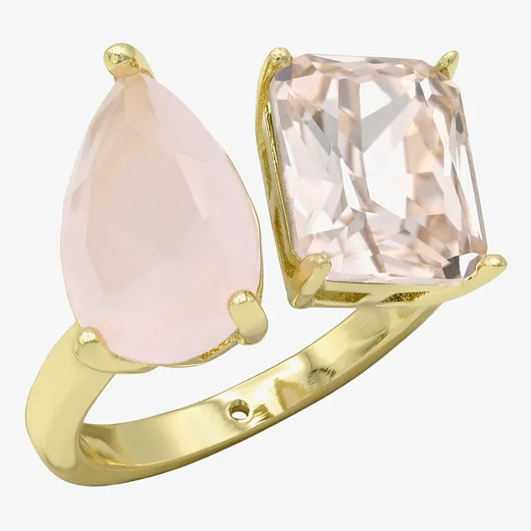 Sparkle Allure Toi Et Moi Womens 2.5MM Pink Crystal 14K Gold Over Brass Pear Band