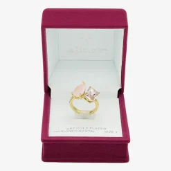 Sparkle Allure Toi Et Moi Womens 2.5MM Pink Crystal 14K Gold Over Brass Pear Band