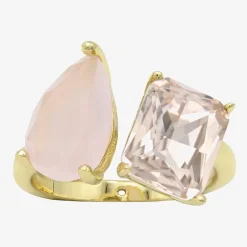 Sparkle Allure Toi Et Moi Womens 2.5MM Pink Crystal 14K Gold Over Brass Pear Band