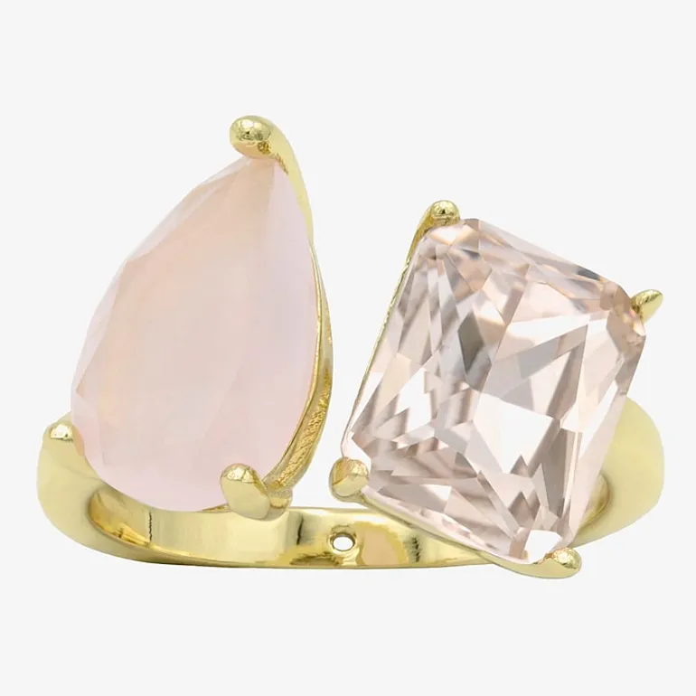 Sparkle Allure Toi Et Moi Womens 2.5MM Pink Crystal 14K Gold Over Brass Pear Band