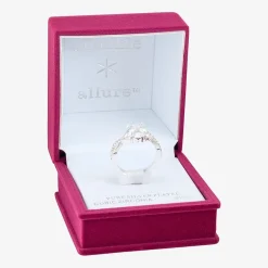 Sparkle Allure Twisted Shank Womens Cubic Zirconia Pure Silver Over Brass Oval Engagement Ring