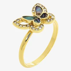 Sparkle Allure Womens Abalone 14K Gold Over Brass Butterfly Halo Cocktail Ring
