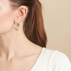 Sparkle Allure Womens Crystal 24K Gold Over Brass 32mm Hoop Earrings