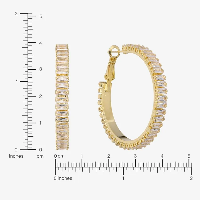 Sparkle Allure Womens Crystal 14K Gold Over Brass 39.6mm Hoop Earrings