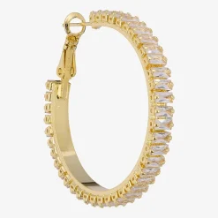 Sparkle Allure Womens Crystal 14K Gold Over Brass 39.6mm Hoop Earrings