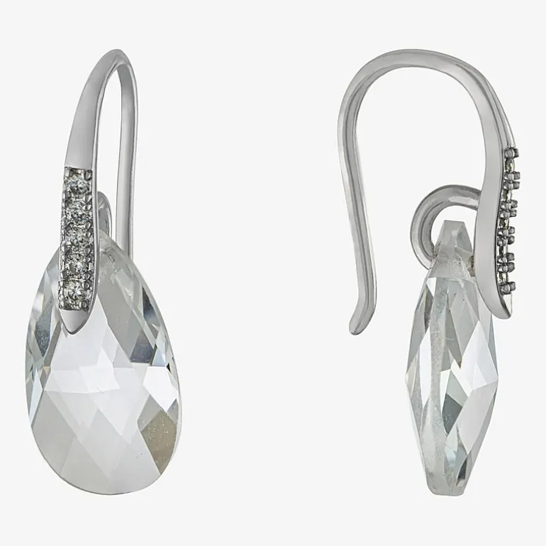 Sparkle Allure Womens Crystal Pure Silver Over Brass Drop Earrings