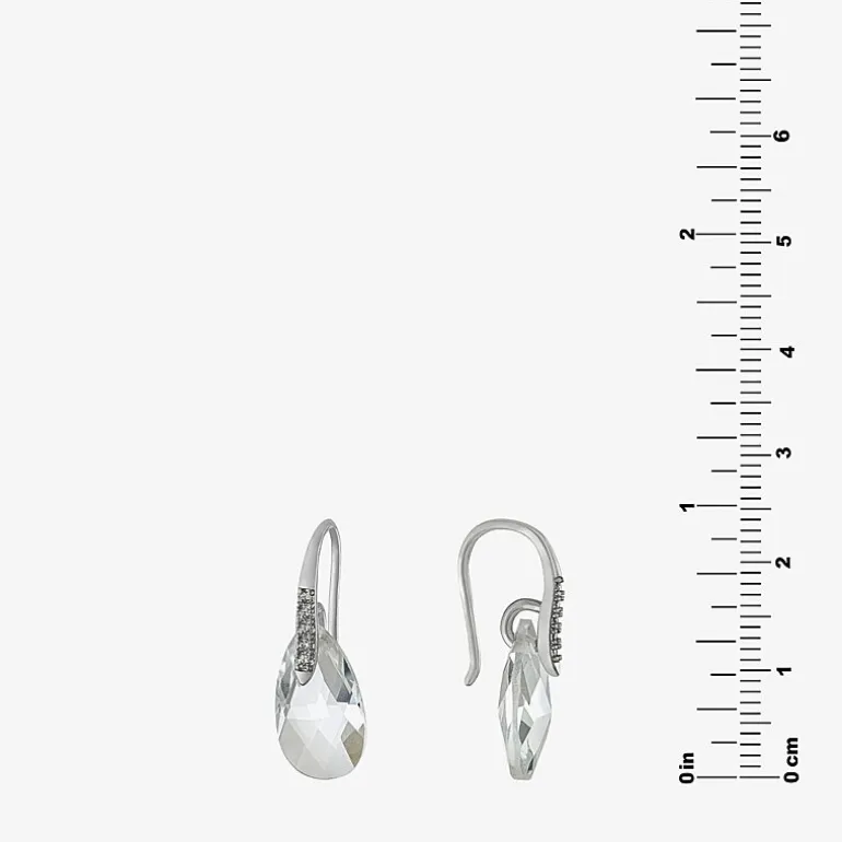 Sparkle Allure Womens Crystal Pure Silver Over Brass Drop Earrings