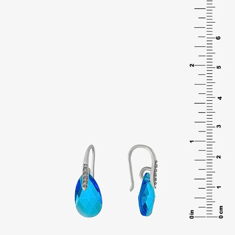 Sparkle Allure Womens Crystal Pure Silver Over Brass Drop Earrings