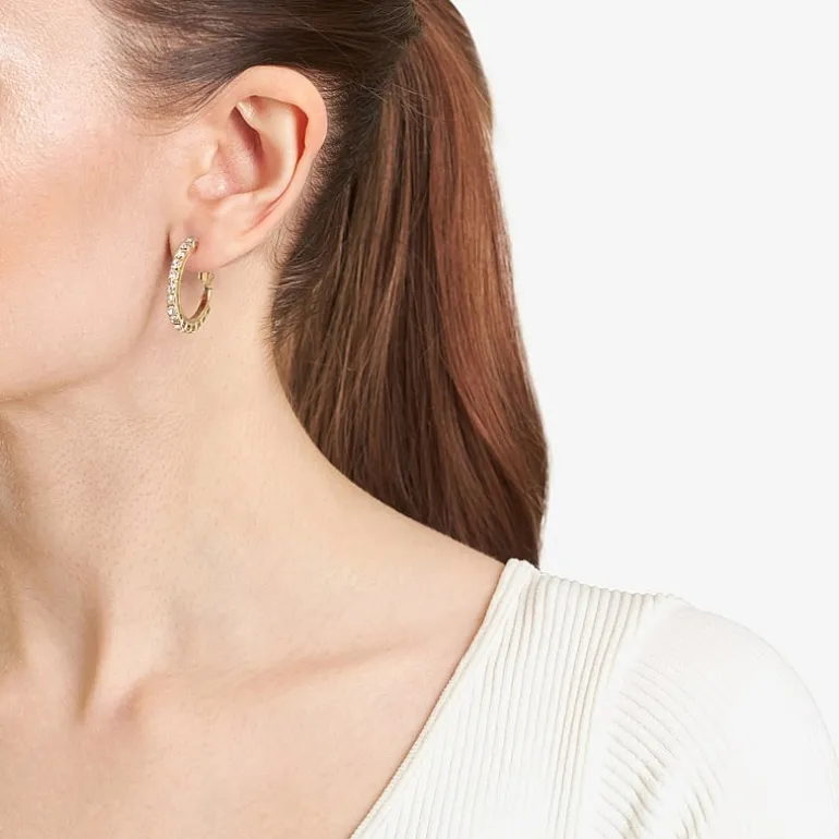 Sparkle Allure Womens Crystal 14K Gold Over Brass 25.1mm Hoop Earrings