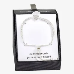 Sparkle Allure Womens Cubic Zirconia Heart Bolo Bracelet