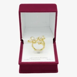 Sparkle Allure Womens Cubic Zirconia 14K Gold Over Brass Flower Cluster Cocktail Ring