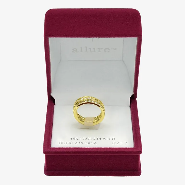 Sparkle Allure Womens Cubic Zirconia 14K Gold Over Brass Eternity Ring Set