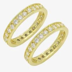 Sparkle Allure Womens Cubic Zirconia 14K Gold Over Brass Eternity Ring Set