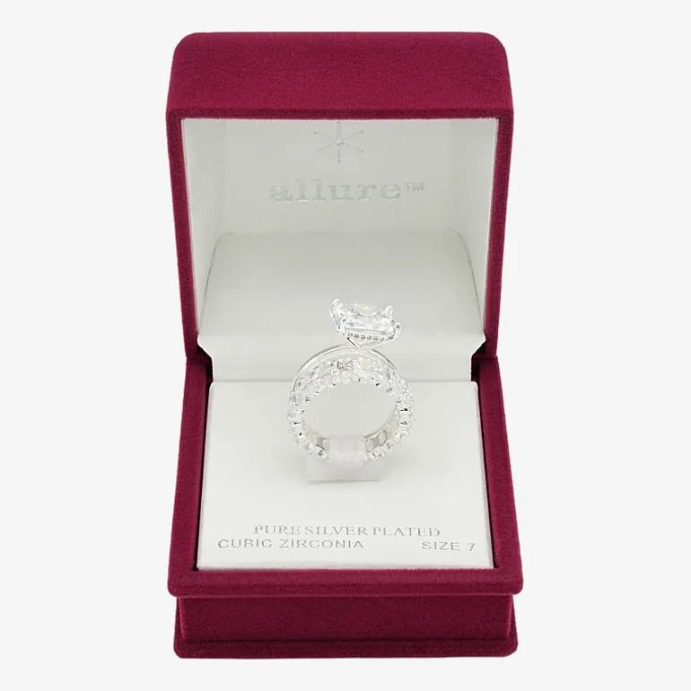 Sparkle Allure Womens Cubic Zirconia Pure Silver Over Brass Eternity Ring Set